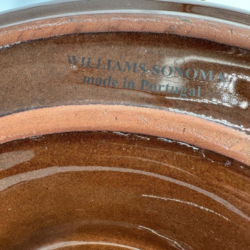 1990's Vintage Williams Sonoma Brown Ceramic Chip and Dip Bowl - Picture 7 of 11